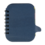 Small cardboard ring-bound notebook containing sticky notes 1