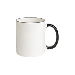 White grade a ceramic mug with coloured handle and edge, for dishwashers 1