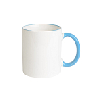 White grade a ceramic mug with coloured handle and edge, for dishwashers 1
