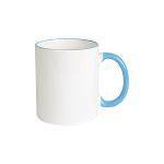 White grade a ceramic mug with coloured handle and edge, for dishwashers 1