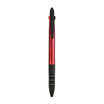 Plastic snap pen with 3 refills in blue, black and red, and touchscreen rubber tip 1
