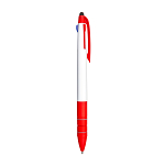 Plastic snap pen with 3 refills in blue, black and red, and touchscreen rubber tip 2