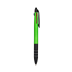 Plastic snap pen with 3 refills in blue, black and red, and touchscreen rubber tip 2