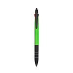 Plastic snap pen with 3 refills in blue, black and red, and touchscreen rubber tip 1