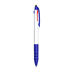 Plastic snap pen with 3 refills in blue, black and red, and touchscreen rubber tip 2