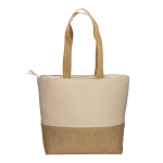 280 g/m2 cotton shopping bag with jute base, long handles and gusset 2