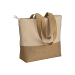 280 g/m2 cotton shopping bag with jute base, long handles and gusset 1