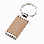 Ectangular metal keychain, with wooden front detail 1