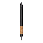 Recycled aluminium snap pen with cork grip and touchscreen 1