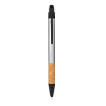 Recycled aluminium snap pen with cork grip and touchscreen 1