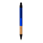 Recycled aluminium snap pen with cork grip and touchscreen 1