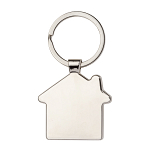Metal keychain in the shape of a small house, with bamboo front detail 4