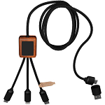 SCX.design C38 40W 5-in-1 rPET light-up logo charging cable with squared wooden casing 3