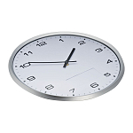 Wall clock with silver frame and click system 2