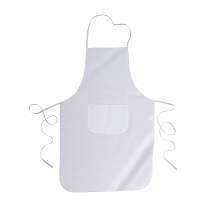 100% cotton/cotton twill (180 g/m2) long white cooking apron with front pocket, 60 x 92 cm