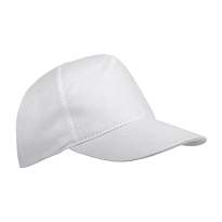Cotton 5-panel cap with 2 mm-thick visor, embroidered eyelets and adjustable velcro strap