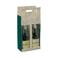 Non-woven fabric bottle bag with transparent plastic window (2 bottles)