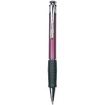 Plastic snap pen with metal clip and rubberised grip