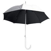 Automatic umbrella with aluminium shaft, ferrule and curved handle