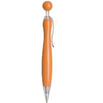 Plastic snap pen with coloured round button and barrel