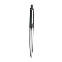 Plastic snap pen with two-tone barrel and metal clip