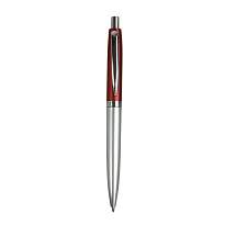 Plastic snap pen with two-tone barrel and metal clip