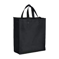 Stitched 80 g/m2 non-woven fabric foldable shopping bag with gusset and short handles