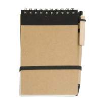 Recycled-paper ring-bound notepad, blank sheets (70 pages) with cardboard pen