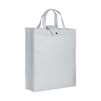 Stitched 80 g/m2 non-woven fabric foldable shopping bag with gusset and short handles