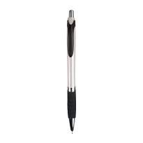 Plastic snap pen with coloured barrel, rubberised grip and chromed details