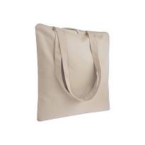 220 g/m2 cotton shopping bag, long handles, zip closure