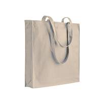 250 g/m2 cotton shopping bag, long handles and gusset, zip closure