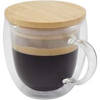 Lenora 250 ml glass cup with bamboo lid