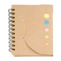 Recycled-paper ring-bound notepad (60 pages) with sticky notes