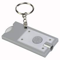Plastic key ring with shopping trolley token and light