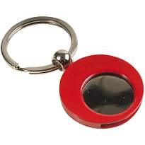 Metal key ring with shopping trolley token in a black box