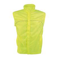 High-visibility fluorescent polyester vest with breathable mesh on the back