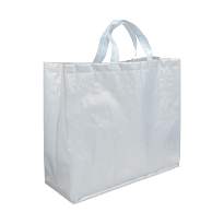 Matte laminated 120 g/m2 pp shopping bag with gusset and short ribbon handles