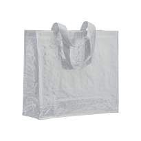 Laminated 120 g/m2 pp shopping bag with gusset and long ribbon handles