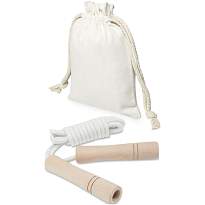 Denise wooden skipping rope in cotton pouch