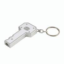 Plastic key-shaped key ring with light