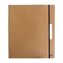 Recycled-paper notepad carrying file with sticky notes and cardboard pen, ruled notepad