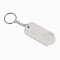 Plastic key ring with shopping trolley token