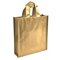 Stitched, laminated 100 g/m2 non-woven fabric mini shopping bag with gusset
