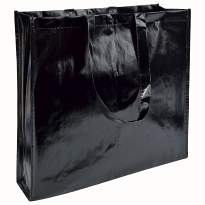 Stitched, laminated 100 g/m2 non-woven fabric shopping bag with gusset and long handles