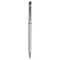 Plastic twist pen with touchscreen rubber tip and metal clip
