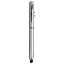 Multifunctional metal pen with led light, laser and touchscreen rubber tip