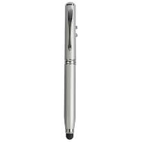 Multifunctional metal pen with led light, laser and touchscreen rubber tip