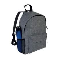 Polyester, two-tone melange-effect backpack with 3 pockets (one mesh side pocket)