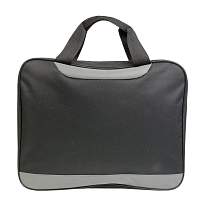 600d polyester briefcase with shoulder strap, handle and zip closure